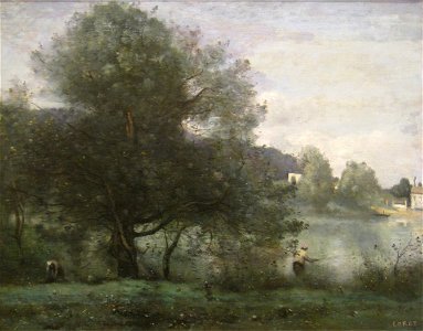 Ville-d'Avray, 1865-1870, by Jean-Baptiste-Camille Corot (1796-1875). Free illustration for personal and commercial use.