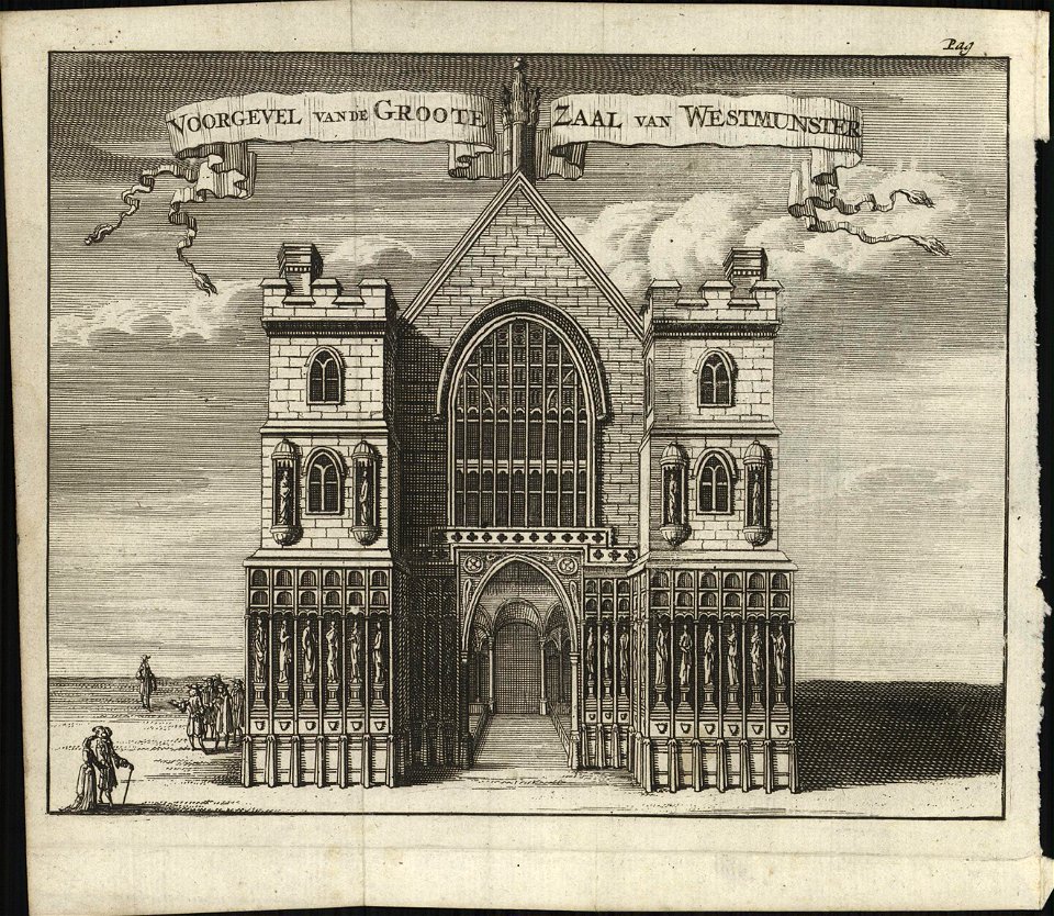 Voorgevel van de groote zaal van Westmunster, objectnr A 57242
