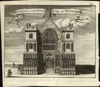 Voorgevel van de groote zaal van Westmunster, objectnr A 57242