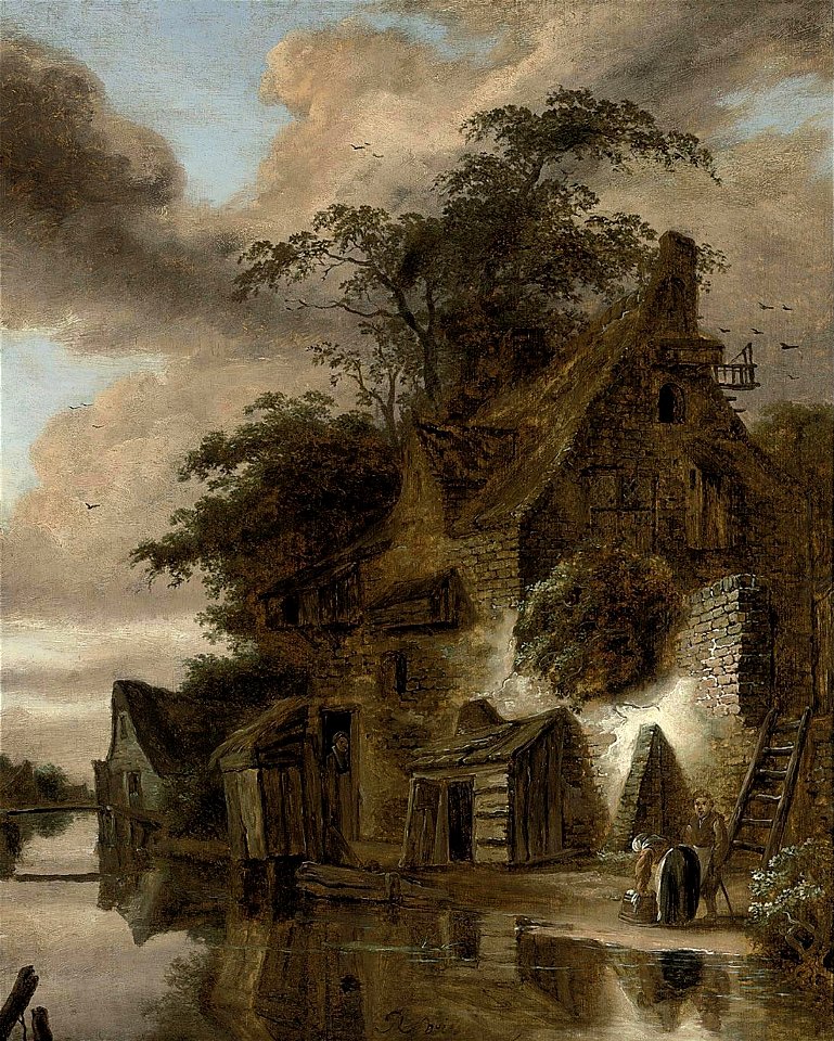 Roelof Jansz. van Vries - Een huisje door een rivier