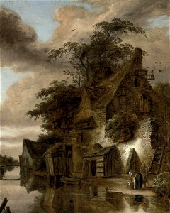 Roelof Jansz. van Vries - Een huisje door een rivier