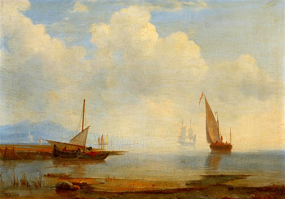Adolph Friedrich Vollmer - Schiffe vor südlicher Landschaft (1839)