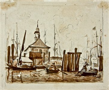 AF Vollmer Hamburger Binnenhafen mit Blockhaus um 1840