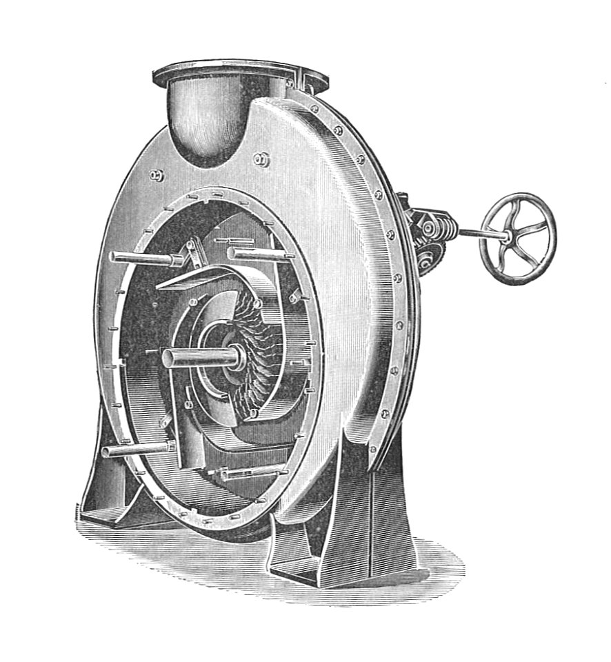 Vortex turbine (Rankin Kennedy, Electrical Installations, Vol III, 1903)