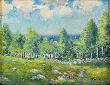 Landscape with Stone Wall (probably New England) by Robert William Vonnoh