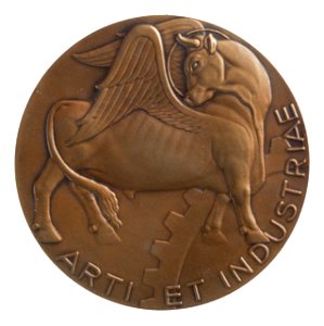 Voorzijde van een penning t.g.v. vijftig jaar Arti et Industriae (1934)
