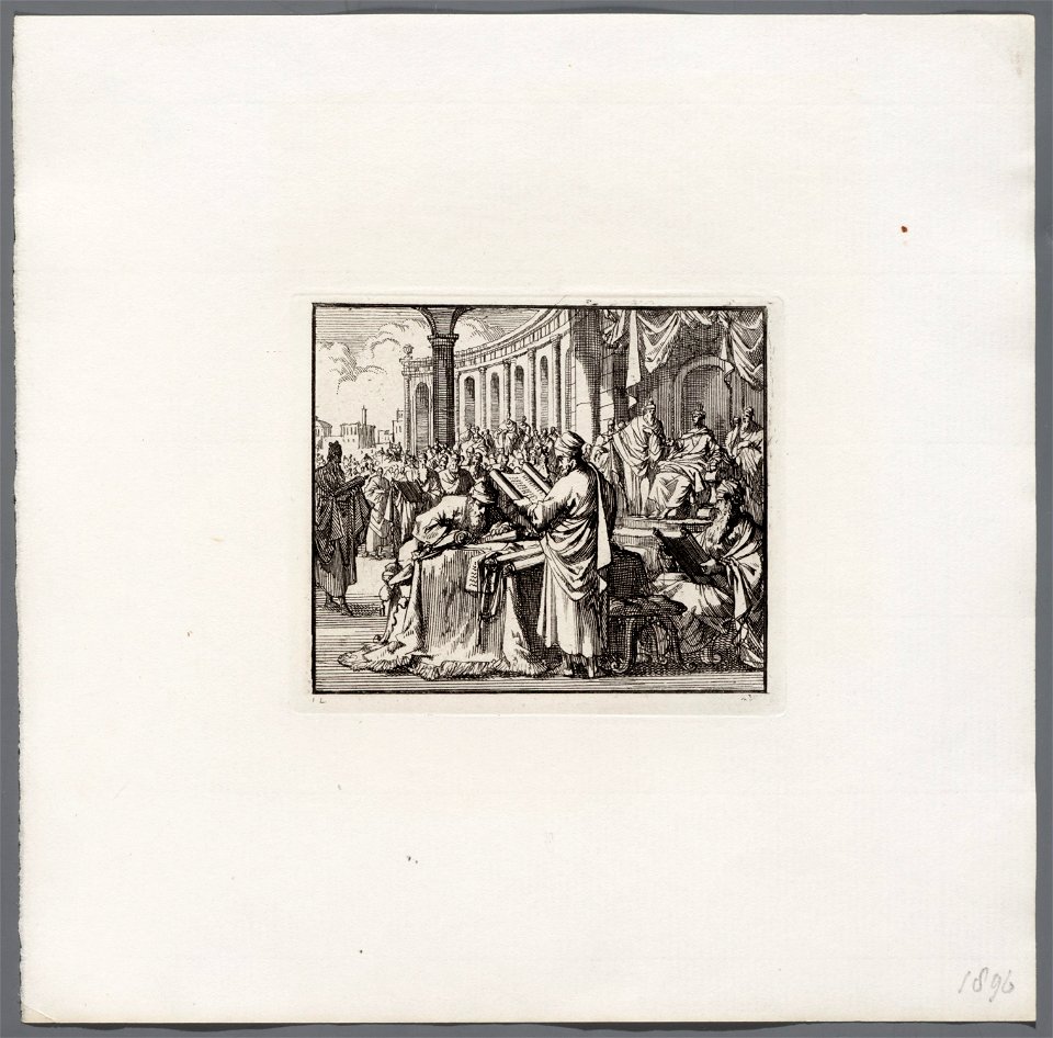 Voorlezing van de vertaling van de wet aan koning Ptolomaeus Philadelphus, objectnr A 48027