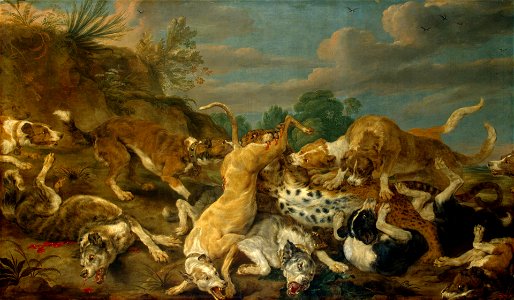 Paul de Vos - The Leopard Hunt - WGA25326. Free illustration for personal and commercial use.