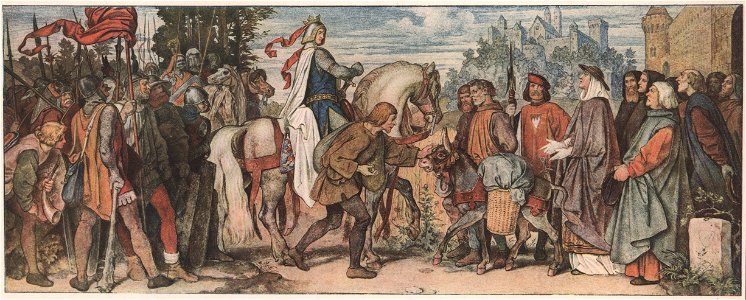 Wartburg-Palas, Fresken von Schwind (Bilderzyklus Landgrafensagen) - Landgraf und Eseltreiber