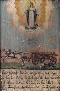 Votivbild Pferdewagen mit scheu gewordenen Pferden 1843