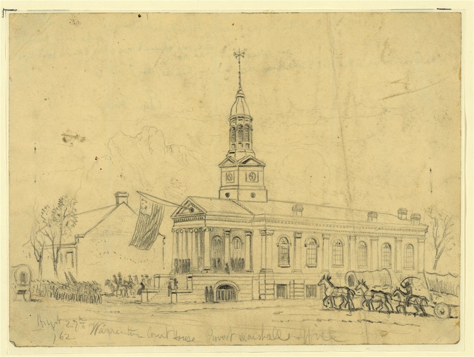 Warrenton Court House. Retreat of the Army of the Rappahannock through the town LCCN2004661612