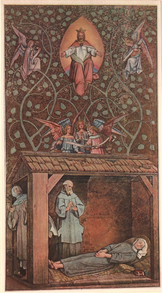 Wartburg-Palas, Fresken von Schwind (Bilderzyklus zur Heiligen Elisabeth) - Elisabeths Tod in Marburg, im Jahre 1231