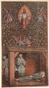 Wartburg-Palas, Fresken von Schwind (Bilderzyklus zur Heiligen Elisabeth) - Elisabeths Tod in Marburg, im Jahre 1231
