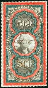 Washington revenue $500 1871 issue