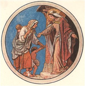 Wartburg-Palas, Fresken von Schwind (Bilderzyklus zur Heiligen Elisabeth) - Die Fremden beherbergen