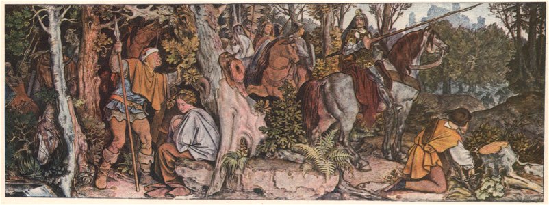 Wartburg-Palas, Fresken von Schwind (Bilderzyklus Landgrafensagen) - Taufritt nach Tenneberg