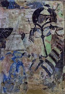 War of the Relics, Detail of the Elephant rider, Cave 8, Kizil