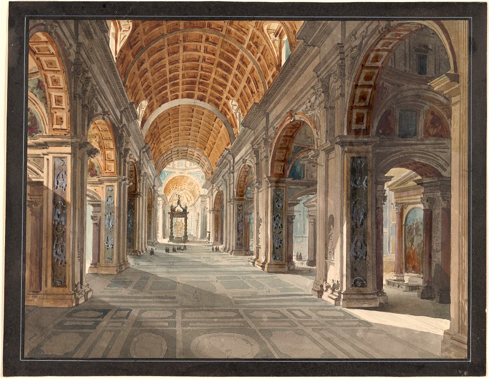 Wasserfarben - Rom - Petersdom von innen - Domenico Quaglio - um 1830