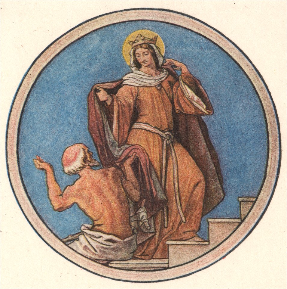 Wartburg-Palas, Fresken von Schwind (Bilderzyklus zur Heiligen Elisabeth) - Die Nackten bekleiden