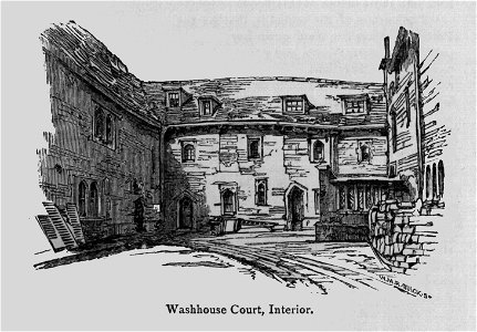Washhouse Court, Interior - Walks in London, Augustus Hare, 1878. Free illustration for personal and commercial use.