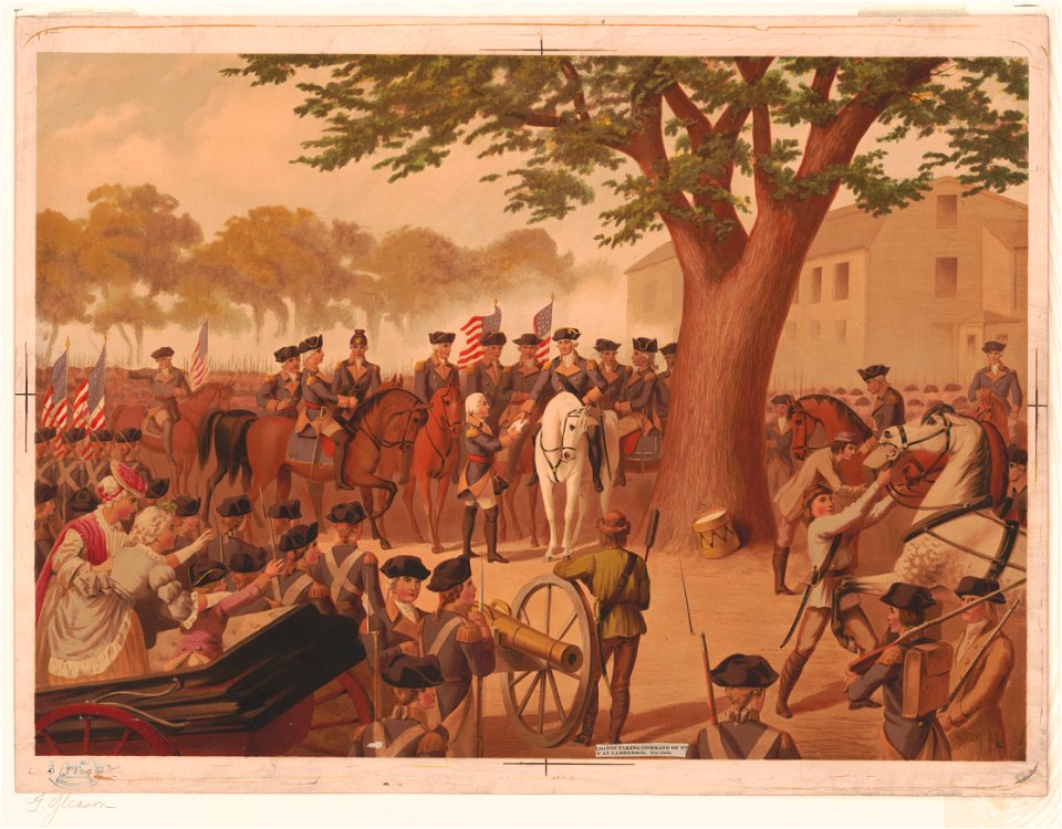 Washington taking command of the army at Cambridge LCCN2003688665