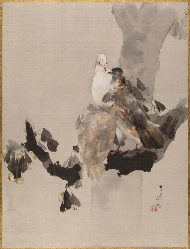 Watanabe Seitei - Pigeons in a Tree