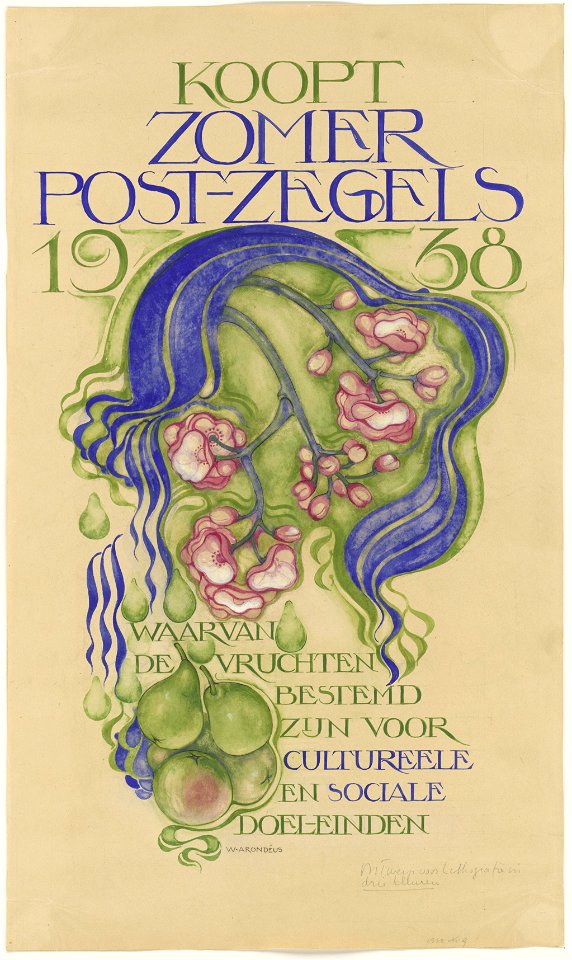 Willem Arondeus - Ontwerp affiche zomerpostzegel - Rijksmuseum Amsterdam - RP-T-1938-9
