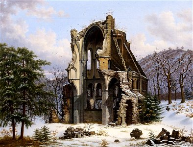 Wilhelm Steuerwaldt (Umkreis) Klosterruine Heisterbach im Winter