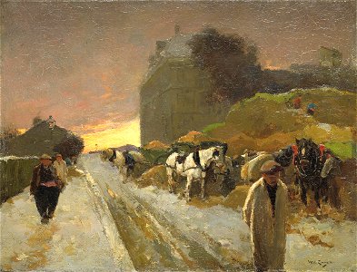 Willem de Zwart - Straat in Montmartre, Parijs, bij winter