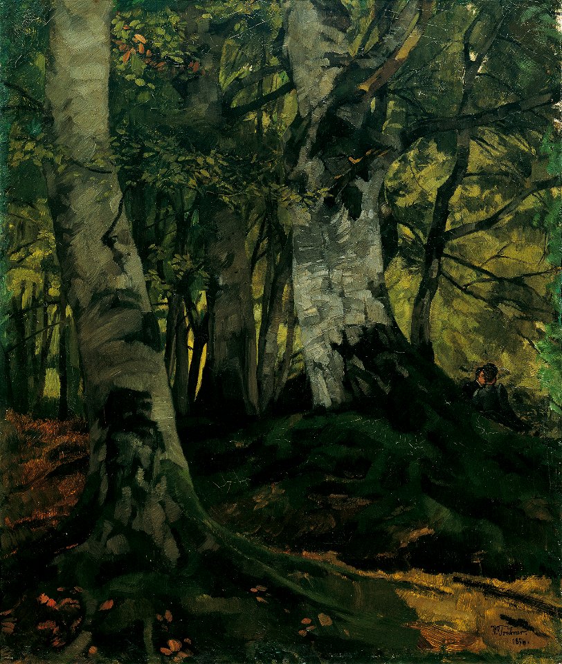 Wilhelm Trübner - Buchenwald mit Liebespaar - 1688 - Österreichische Galerie Belvedere