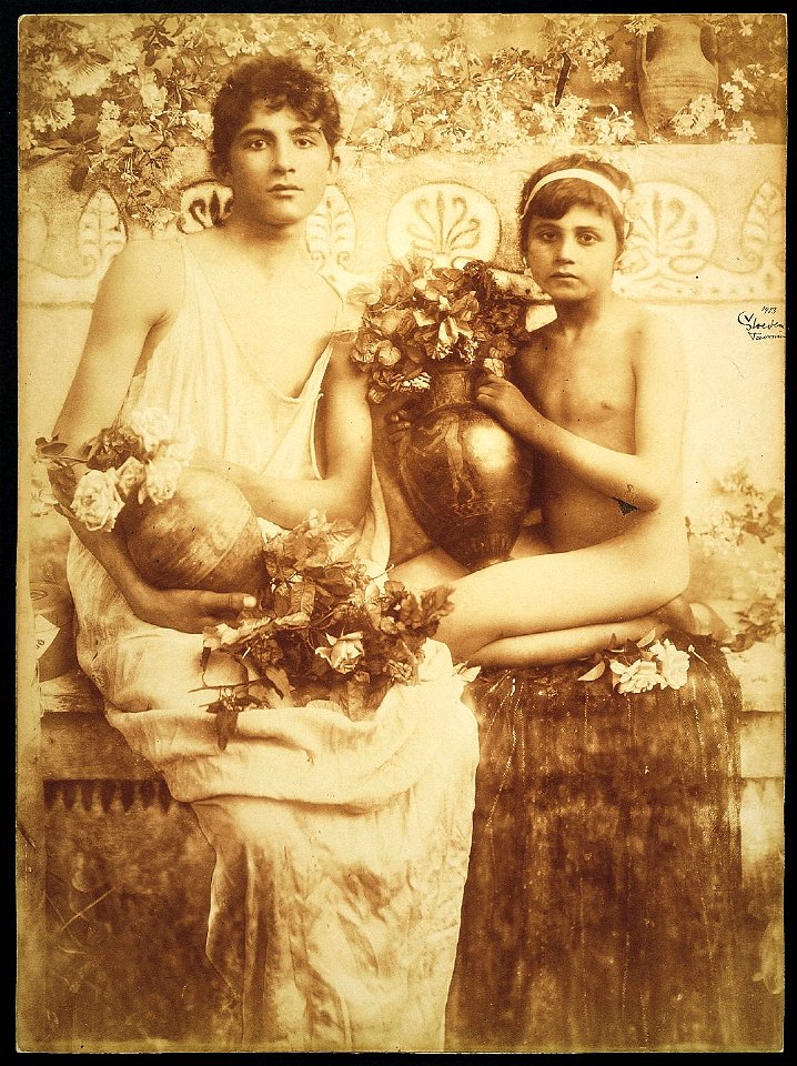 Wilhelm von Gloeden - Two boys with Vases of Roses