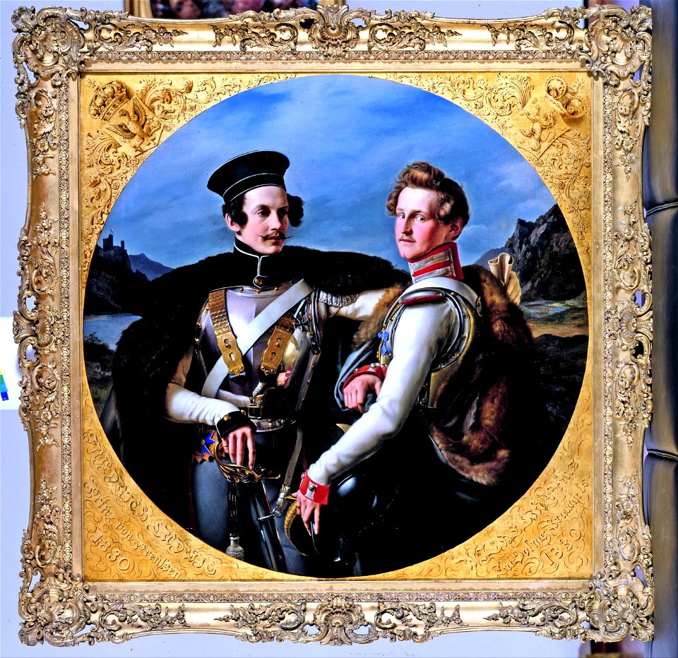 Wilhelm von Schadow - Double Portrait of Princes Friedrich Wilhelm of Prussia and Wilhelm zu Solms-Braunfels in a Cuirassi... - Google Art Project