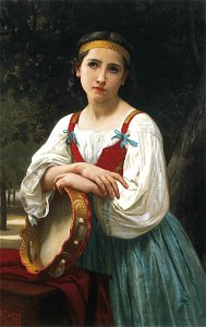 William-Adolphe Bouguereau (1825-1905) - Gypsy Girl with a Basque Drum (1867)