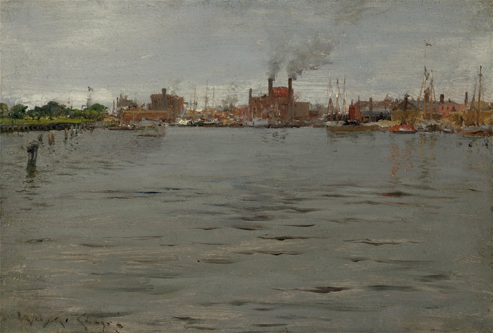 William Merritt Chase - Harbor Scene, Brooklyn Dock - 1937.4000 - Yale University Art Gallery