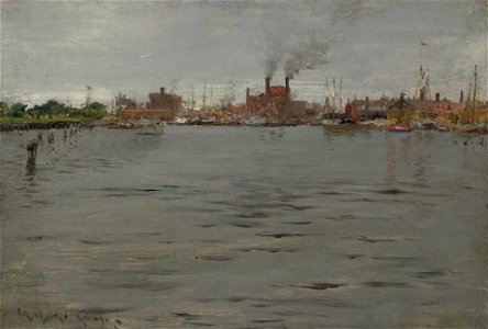 William Merritt Chase - Harbor Scene, Brooklyn Dock - 1937.4000 - Yale University Art Gallery