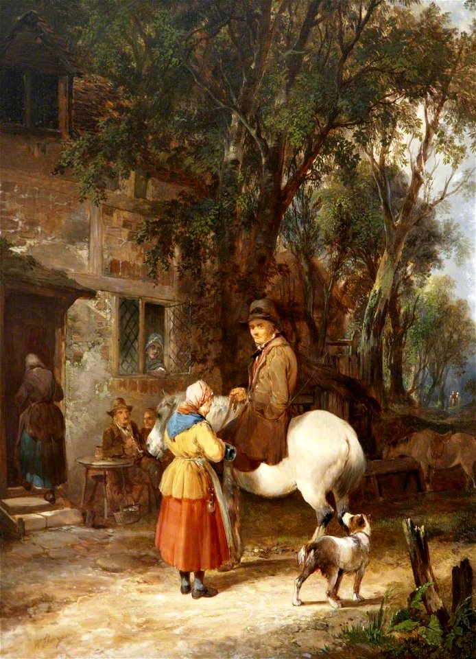 William Shayer (1787-1879) - Man on a Horse Being Served Outside an Inn - 337066 - National Trust