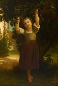 William-Adolphe Bouguereau - The Cherry Picker - Walters 372780 - Front Before Treatment