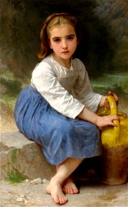 William-Adolphe Bouguereau (1825-1905) - Jeune Fille A La Cruche (1885). Free illustration for personal and commercial use.