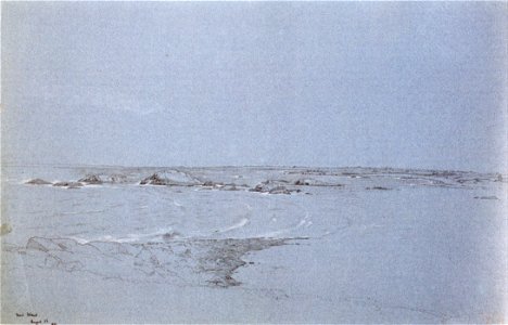 William Stanley Haseltine - 'West Island', graphite with white heightening on blue paper, 1863