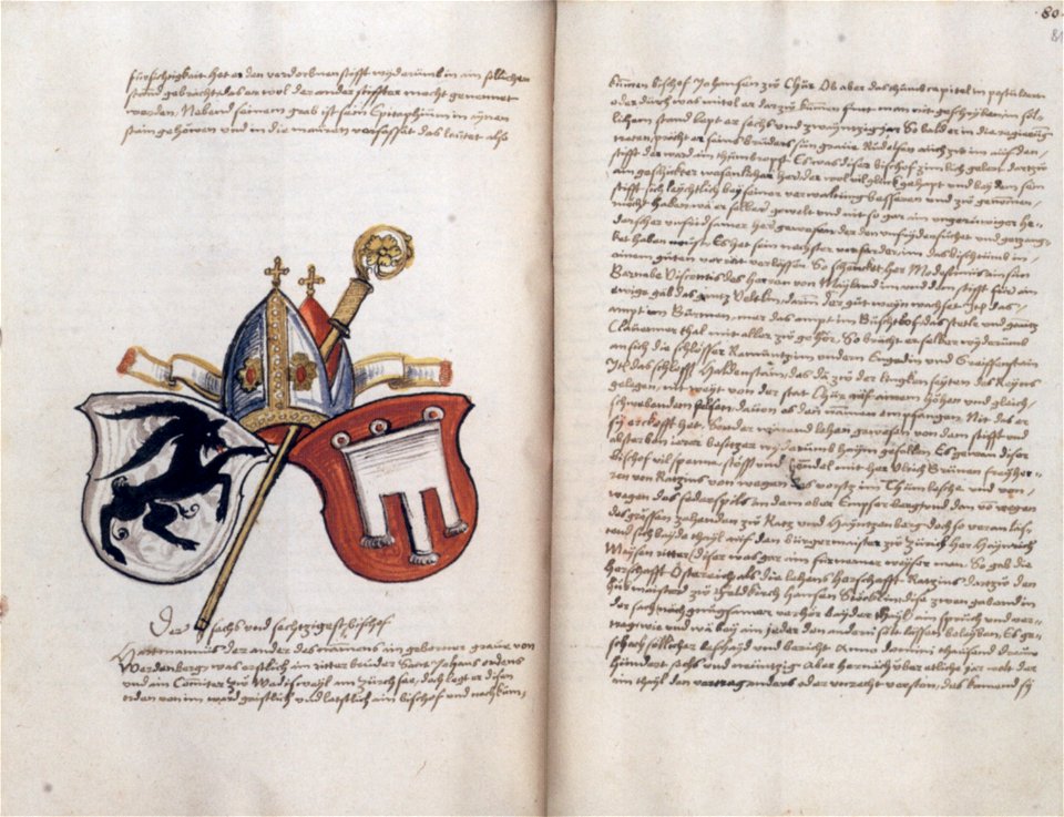 Wilhelm Werner von Zimmern Bistumschronik Bd 4 WLB HB V 33 fol 80v