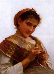 William-Adolphe Bouguereau (1825-1905) - Young Girl Crocheting (1889). Free illustration for personal and commercial use.