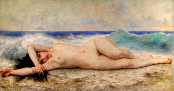 William-Adolphe Bouguereau (1825-1905) - Ocean Nymph (L'océanide)(1904). Free illustration for personal and commercial use.