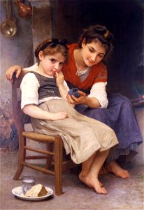 William-Adolphe Bouguereau (1825-1905) - Little Sulky (1888). Free illustration for personal and commercial use.