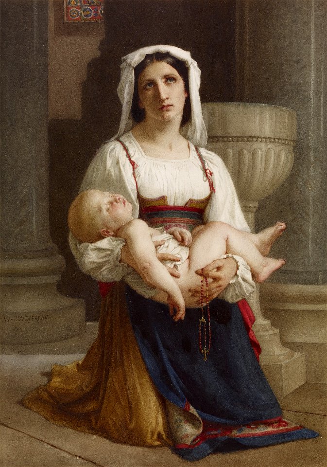 William-Adolphe Bouguereau - Italian Peasant Kneeling with Child - Walters 371380