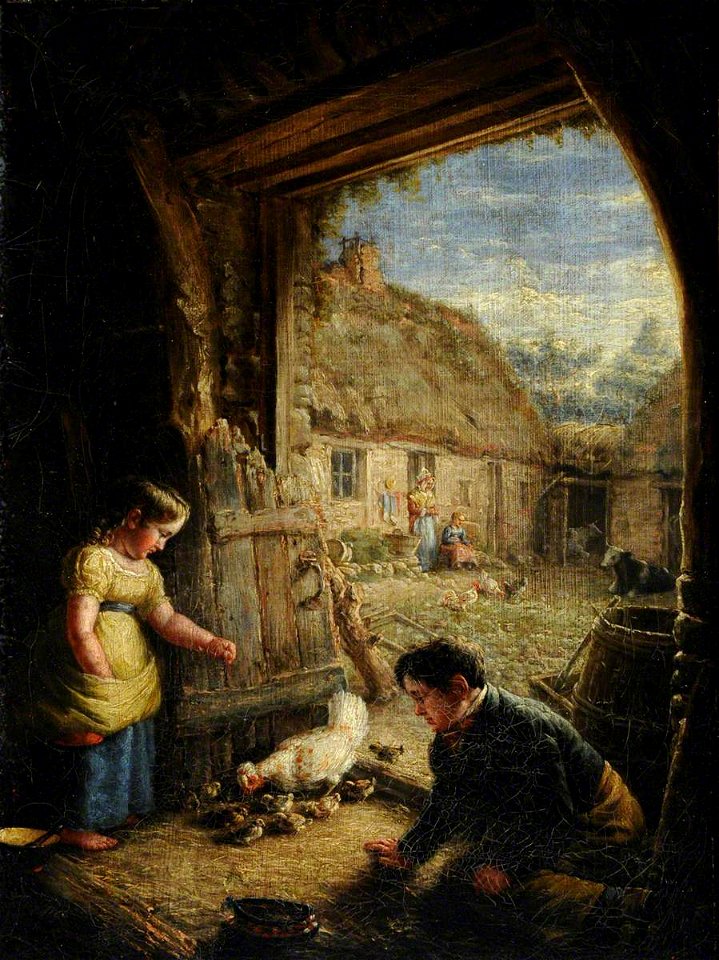 William Shiels (1783-1857) - Two Children Feeding Chickens - 290403 - National Trust