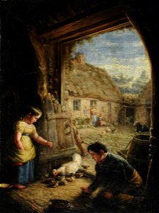 William Shiels (1783-1857) - Two Children Feeding Chickens - 290403 - National Trust