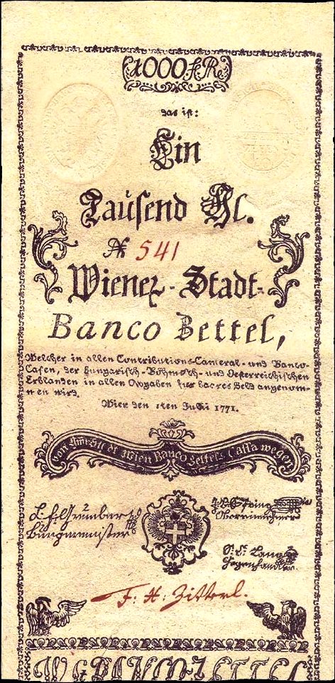 WSB 1000 Gulden 1771 obverse