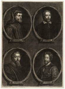 Worthies of Britain; (Edmund Spenser; Geoffrey Chaucer; John Fletcher; Francis Beaumont) by John Bowles