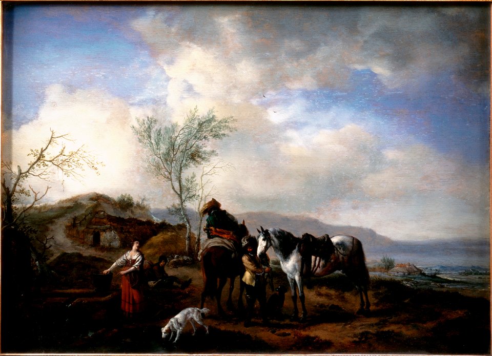 Wouwerman, Philips - Two Horsemen near a Fountain - Google Art Project