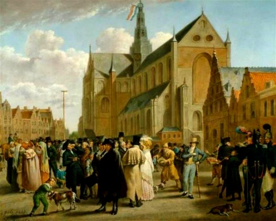 Wybrand Hendriks - Het volksfeest op de Grote Markt in Haarlem op 4 juli 1825 - os I-149 - Frans Hals Museum